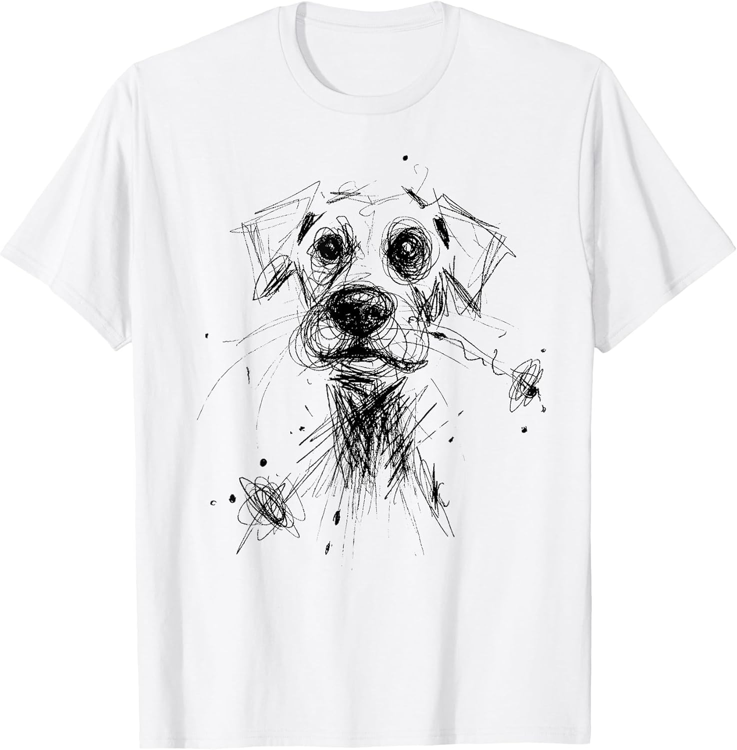 Dog Sketch Line Art Lover Abstract Scribble Art Puppy T-Shirt