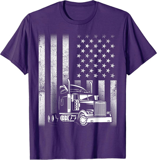 Vintage Trucker Driver American Flag Patriotic