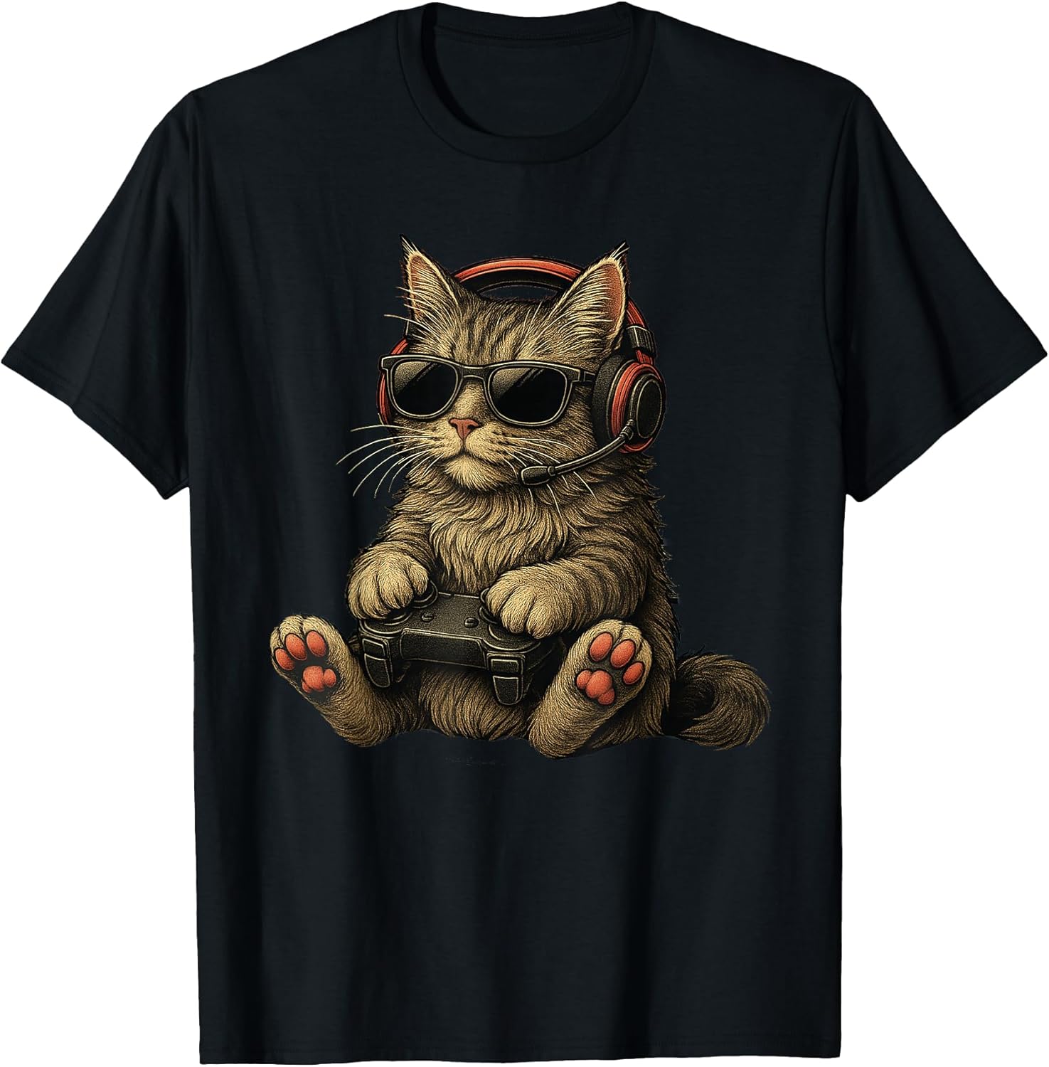 Kitten Cat Playing Video Games Vintage Funny Cat Gaming T-Shirt