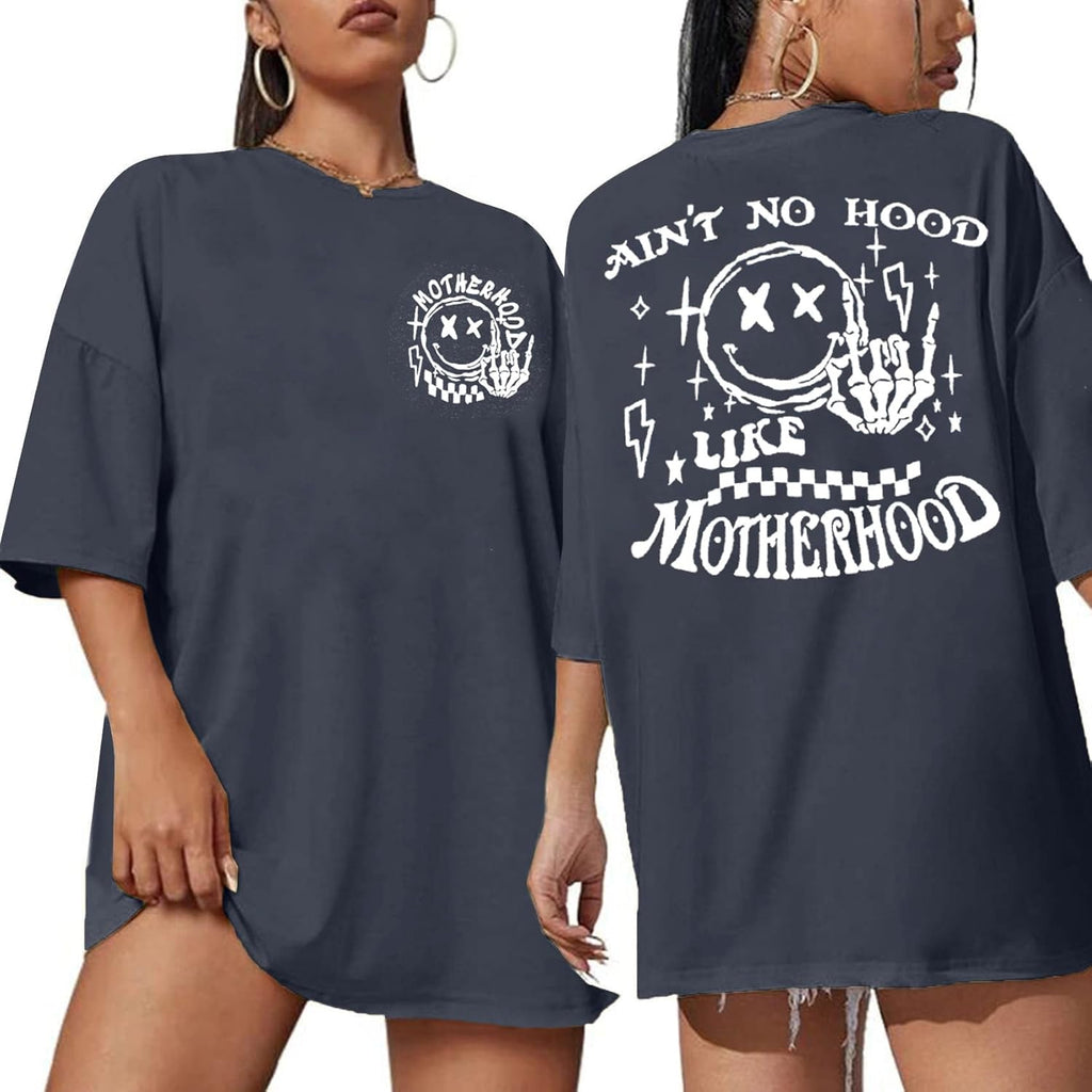 Mama Motherhood Oversized Tshirt Women Funny Graphic Trendy Mom Life Shirts Drop Shoulder Tee Tops
