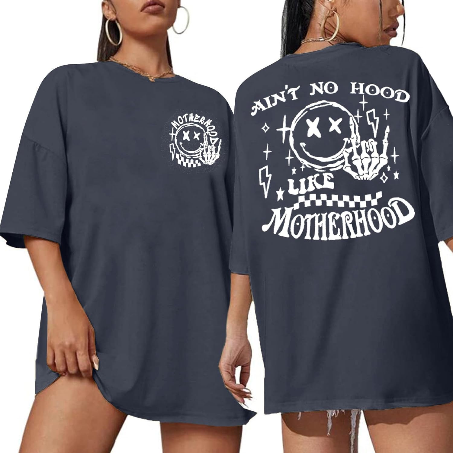 Mama Motherhood Oversized Tshirt Women Funny Graphic Trendy Mom Life Shirts Drop Shoulder Tee Tops