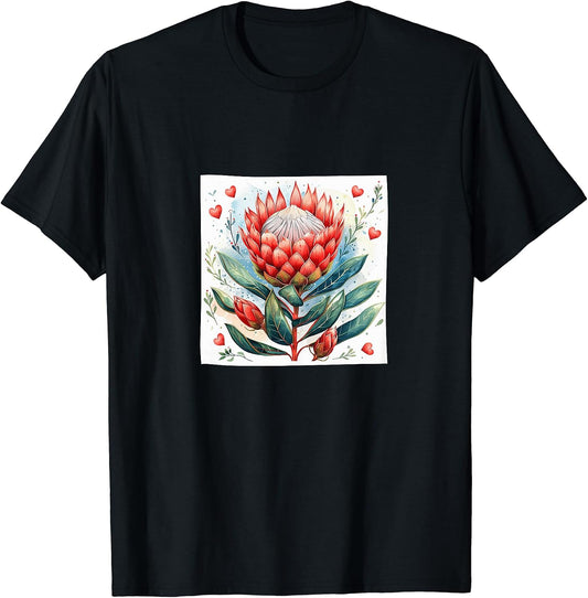 Protea Flowers And Hearts Boho Style Merch