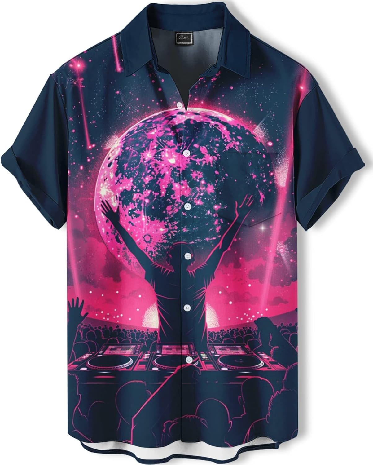 Men's Funny Hawaiian Shirt, Short Sleeve Graphic Button Down, Tropical Casual Beach Vacation Summer Shirt