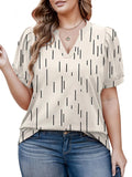 Womens Plus Size Tops Summer Puff Sleeve Shirts Casual Pleated Notched V Neck Tunics Tee XL-5XL