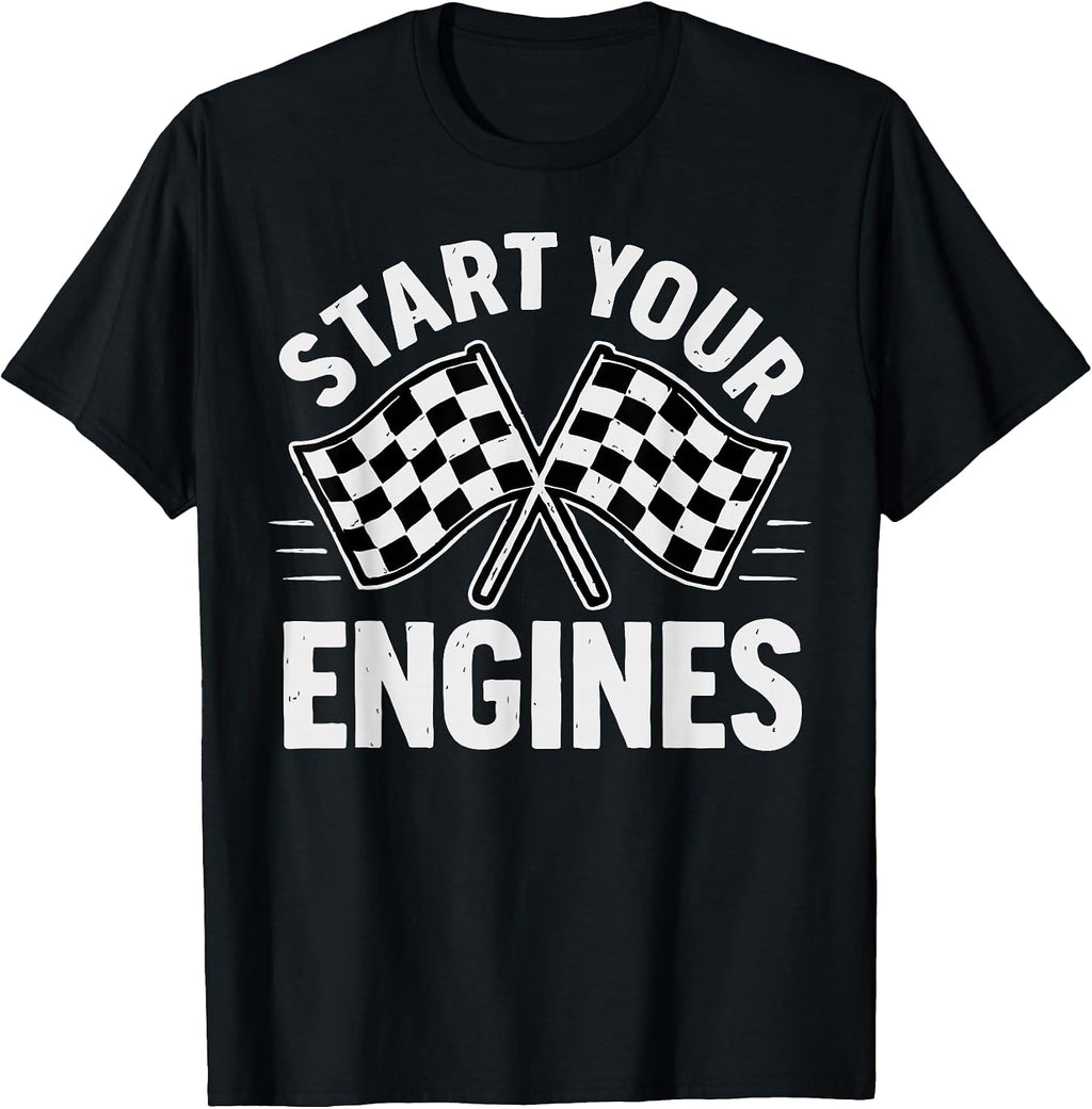 Start Your Engines Vintage Check Flag Race Car Costume T-Shirt