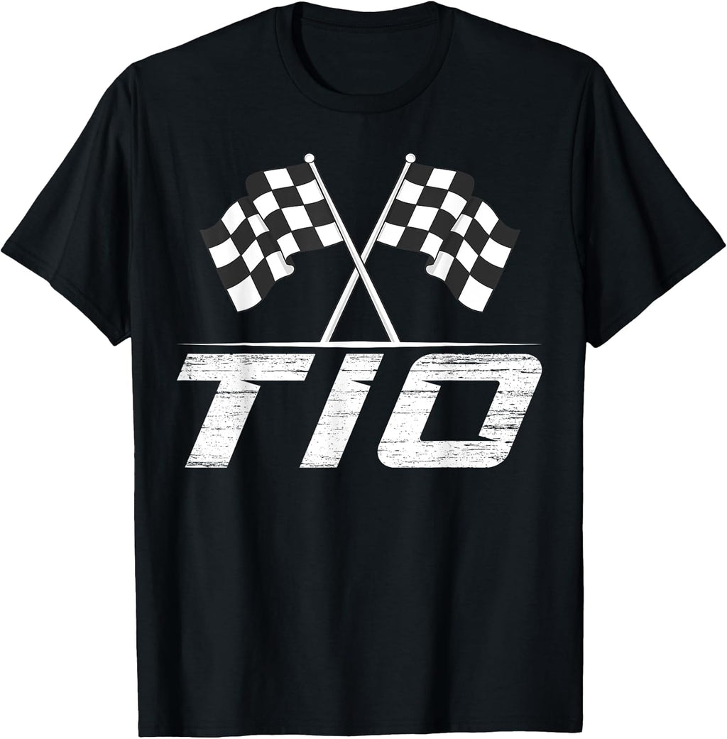 Birthday Racing Car Driver Checkered Flag Tee