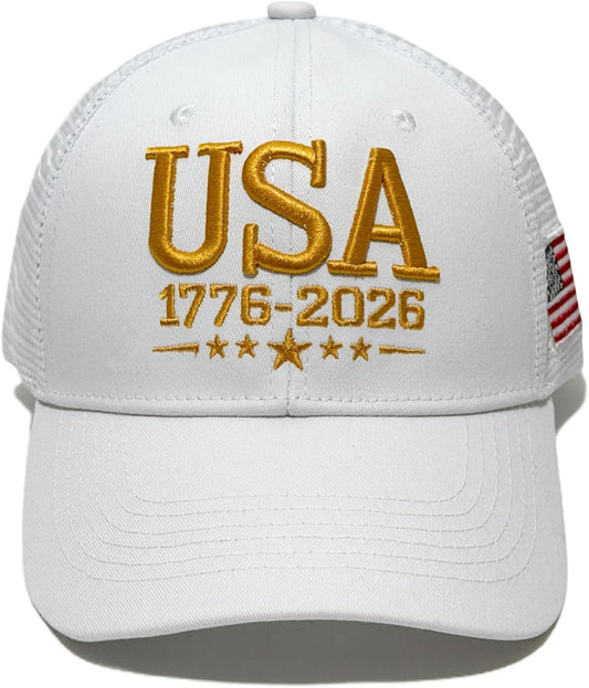 250 Anniversary USA Hat|250th Anniversary USA hat|1776-2026 Embroidery Patriots Hat Mesh-Back Cap for Men Women