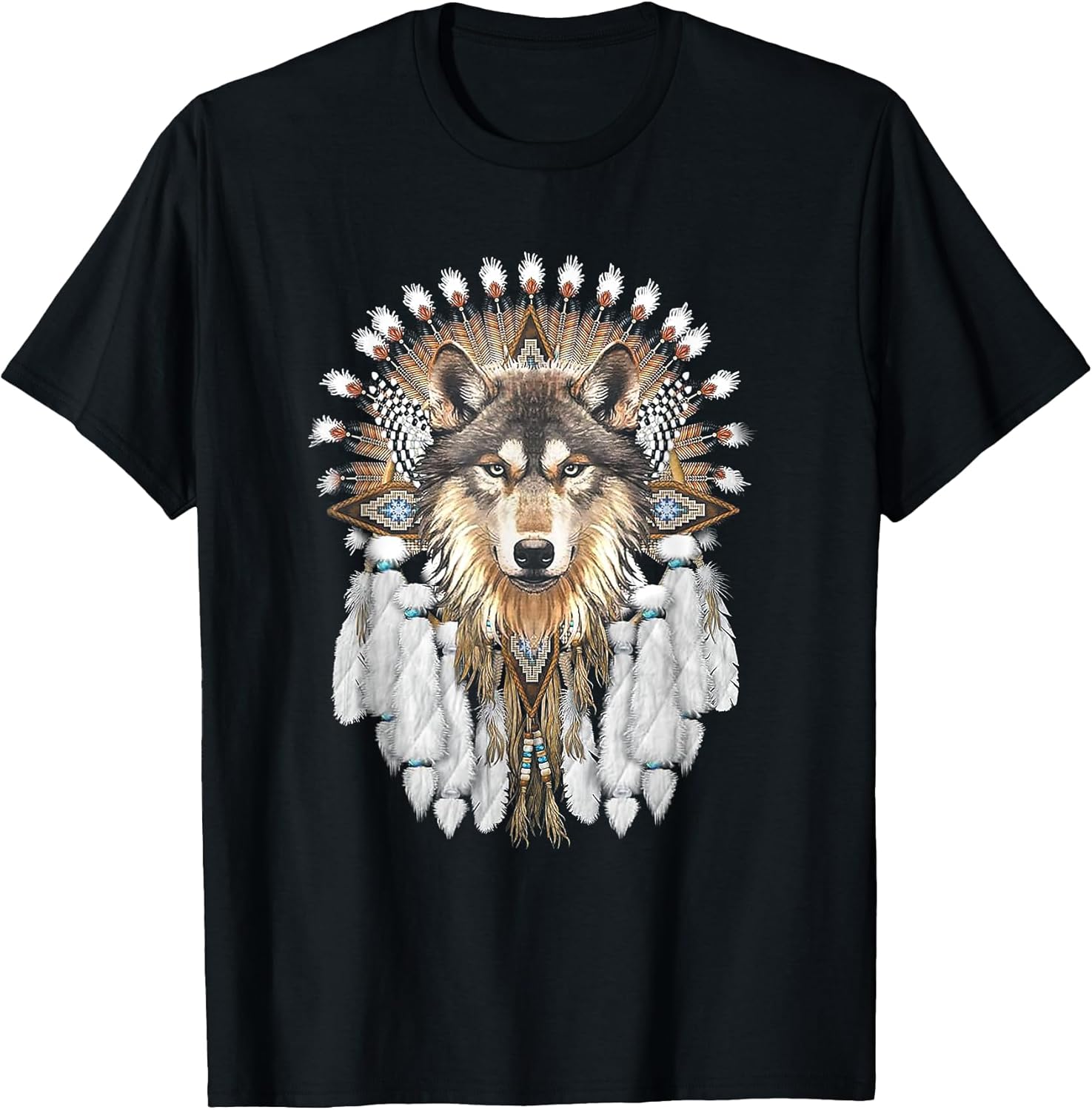 Funny Native American Wolf Feather Tee Shirt