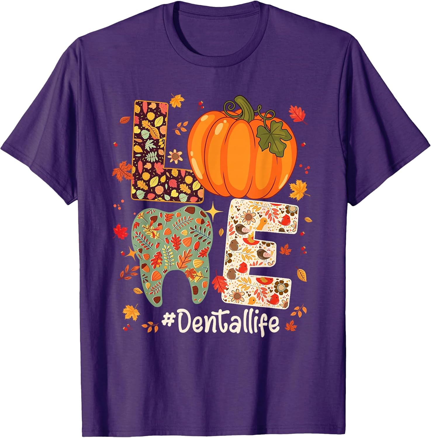 LOVE Dental Life Pumpkin Tooth Dentist Fall Tees
