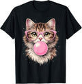 Funny Cat with Glasses Blowing Bubble Gum
