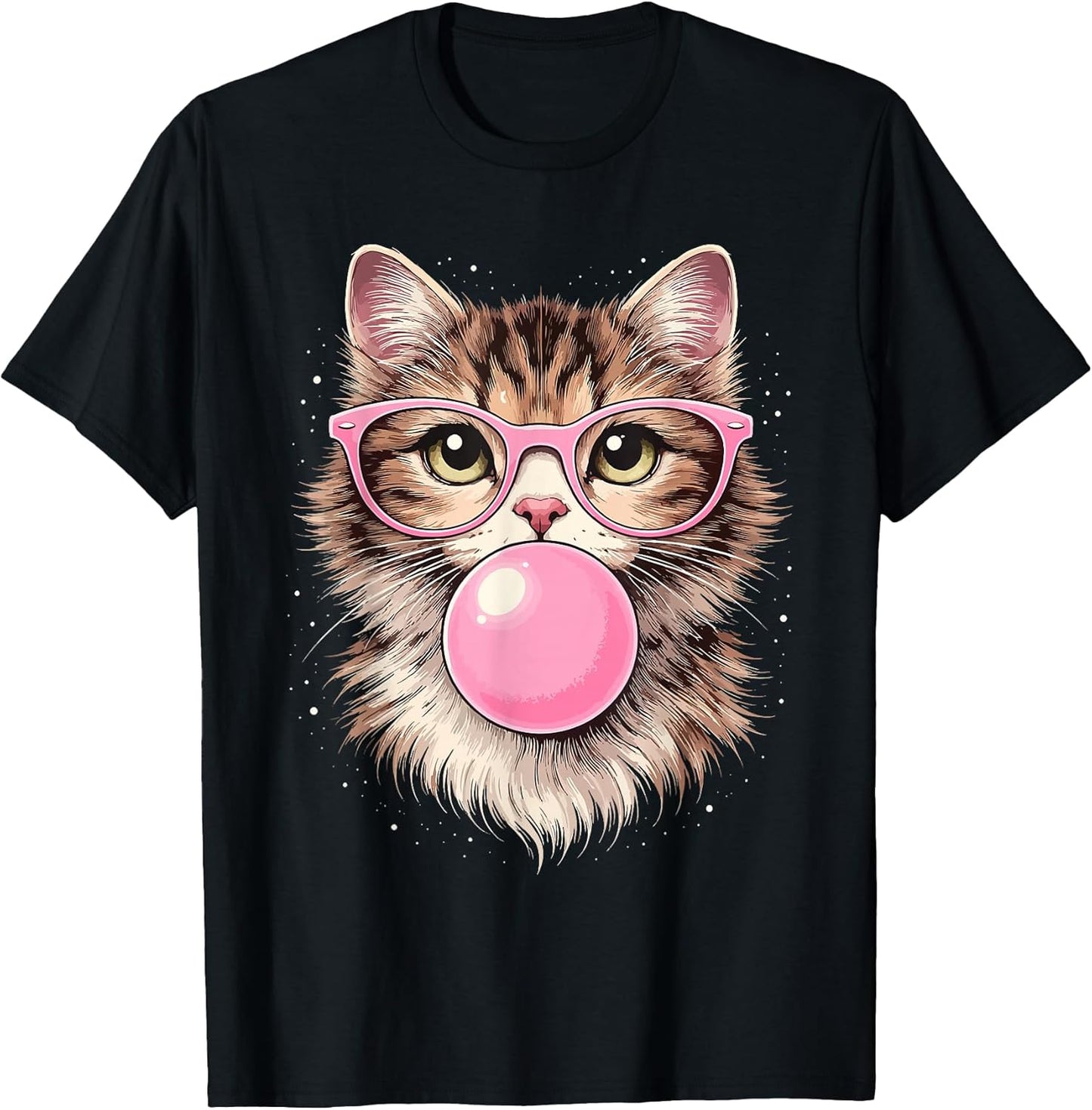 Funny Cat with Glasses Blowing Bubble Gum