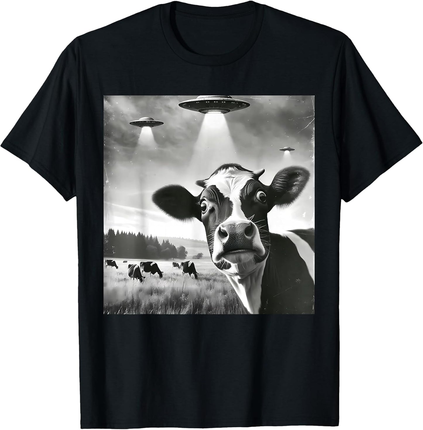 Funny Cow Selfie With UFOs