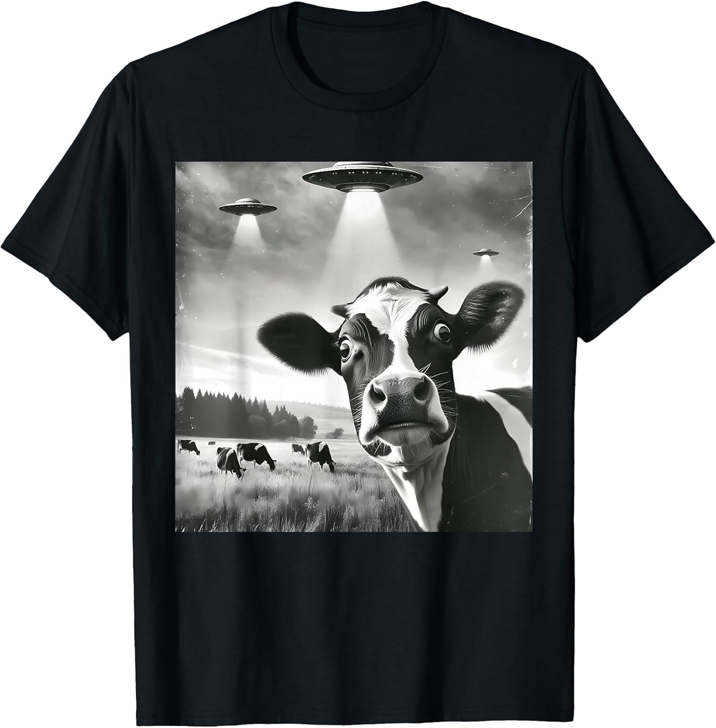 Funny Cow Selfie With UFOs