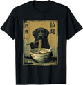 Black Labrador Ramen Noodles Japanese Anime Foodie Lab Dog T-Shirt