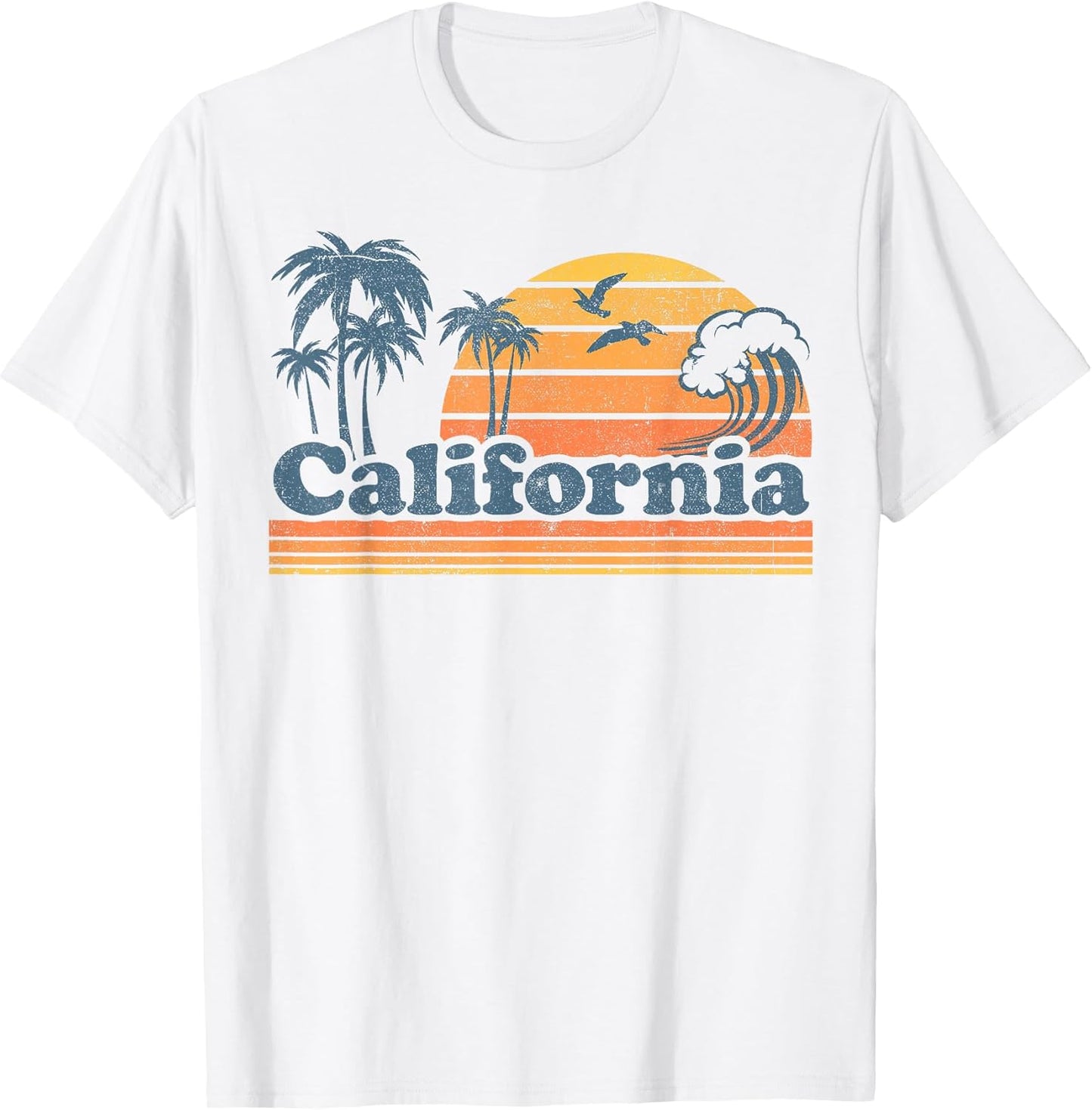 California Vacation Sunset Cute Cali 70s Vintage Retro Beach T-Shirt