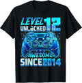 Level 12 Unlocked Awesome Since 2014 12th Birthday Gaming T-Shirt