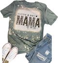 Glitter & Dirt Mama of Both T-Shirt Women Camouflage Leopard Graphic Mom Tees Vintage Bleached Letter Print Tops