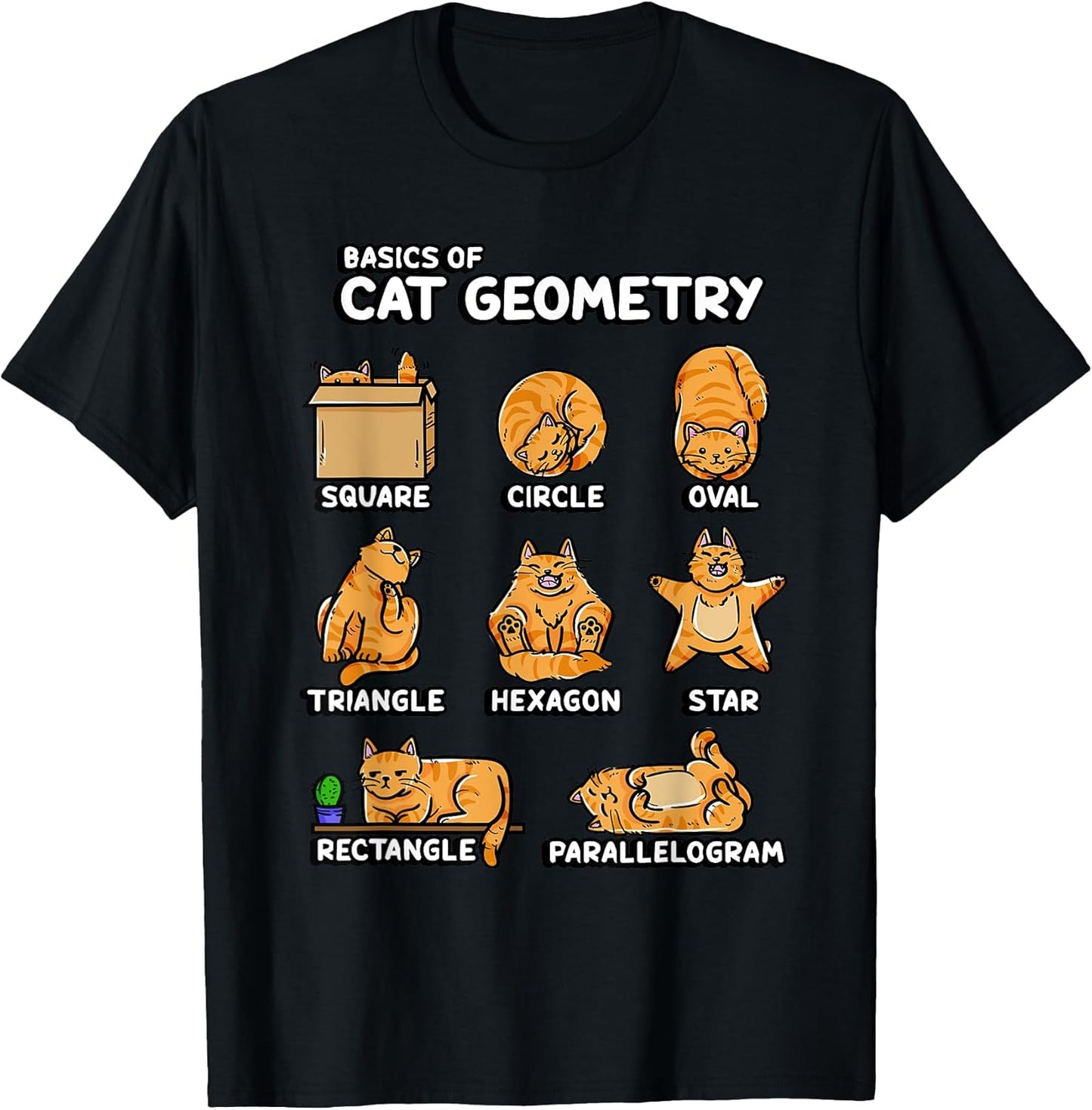 Basic Cat Geometry Cute Cat Cat Lover Cat Owner Math School T-Shirt