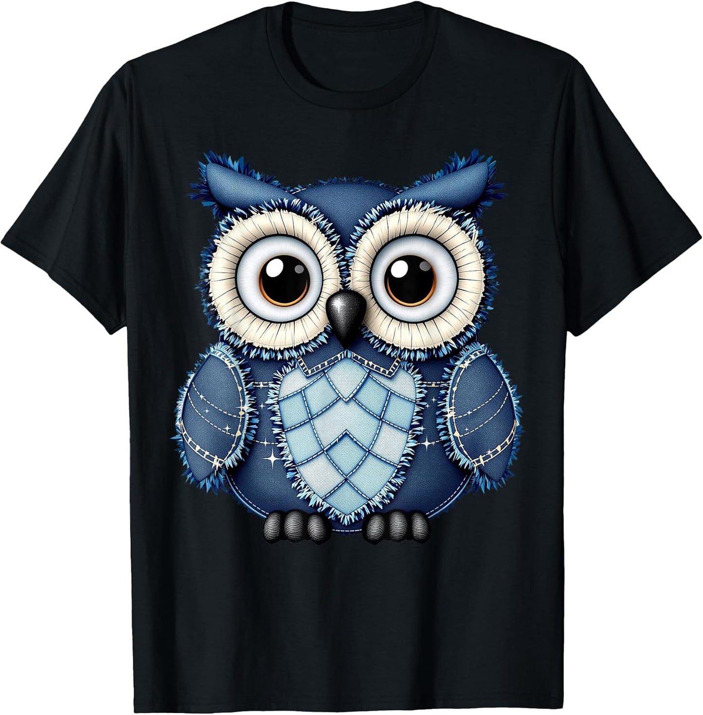 Women's Cute Owl Denim Patchwork Art Apparel