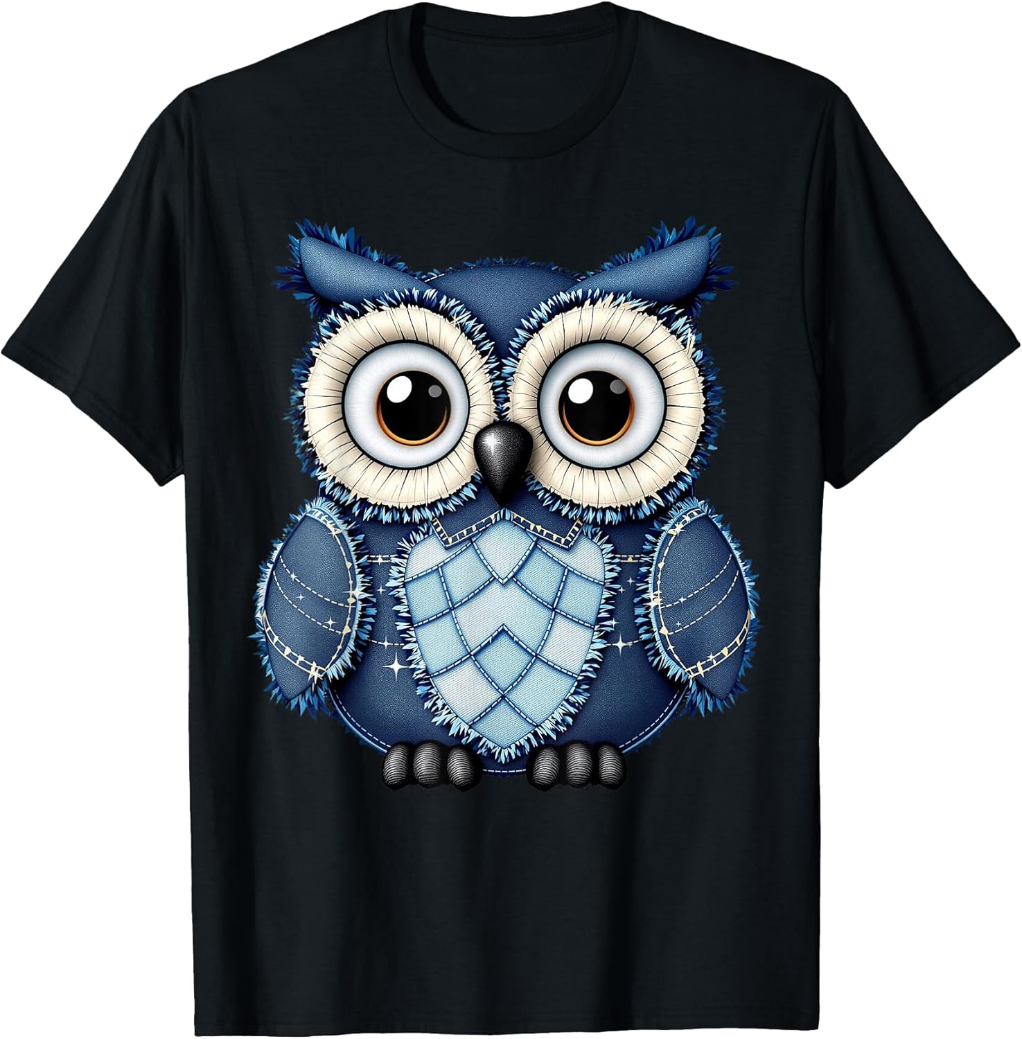 Women's Cute Owl Denim Patchwork Art Apparel