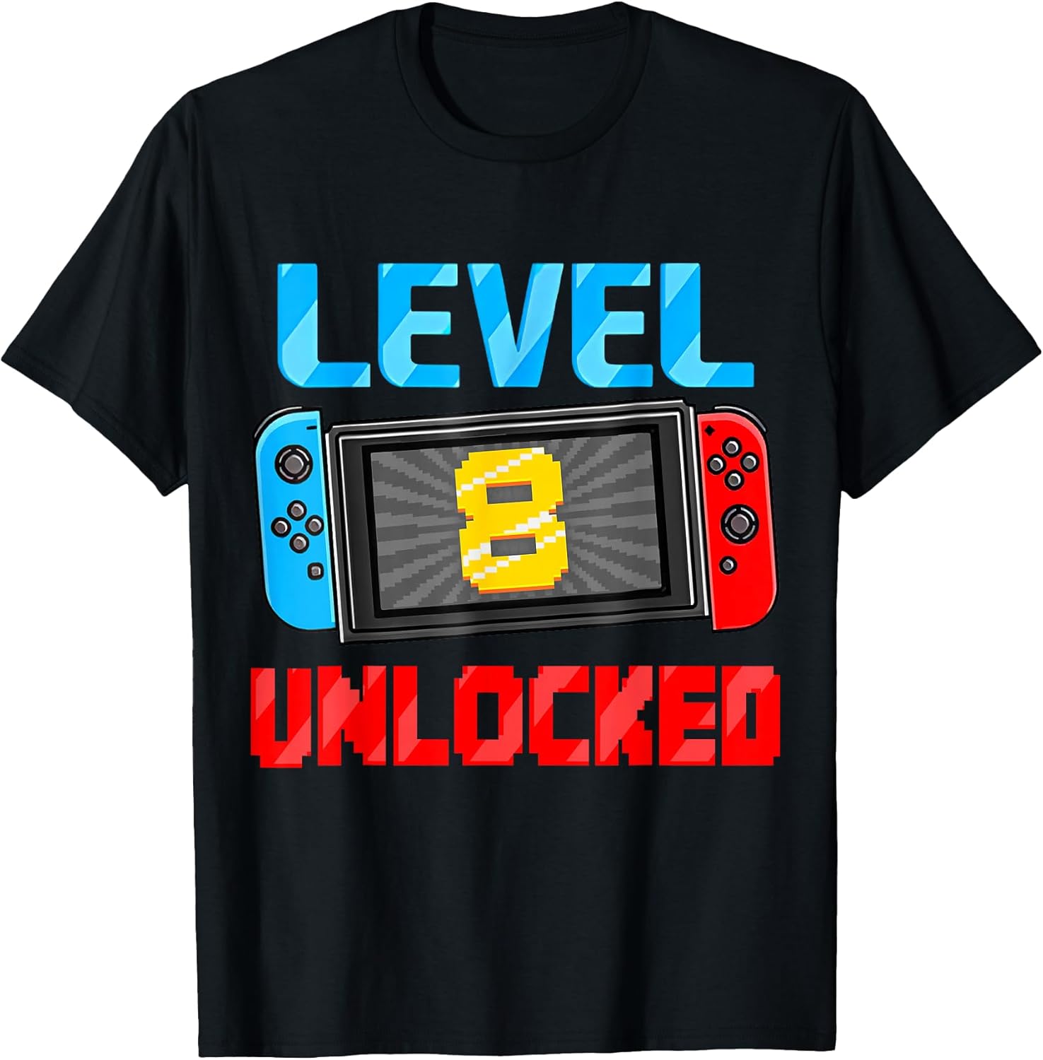 Level 8 Unlocked Gamer 8th Birthday Gift Video Game Boys T-Shirt