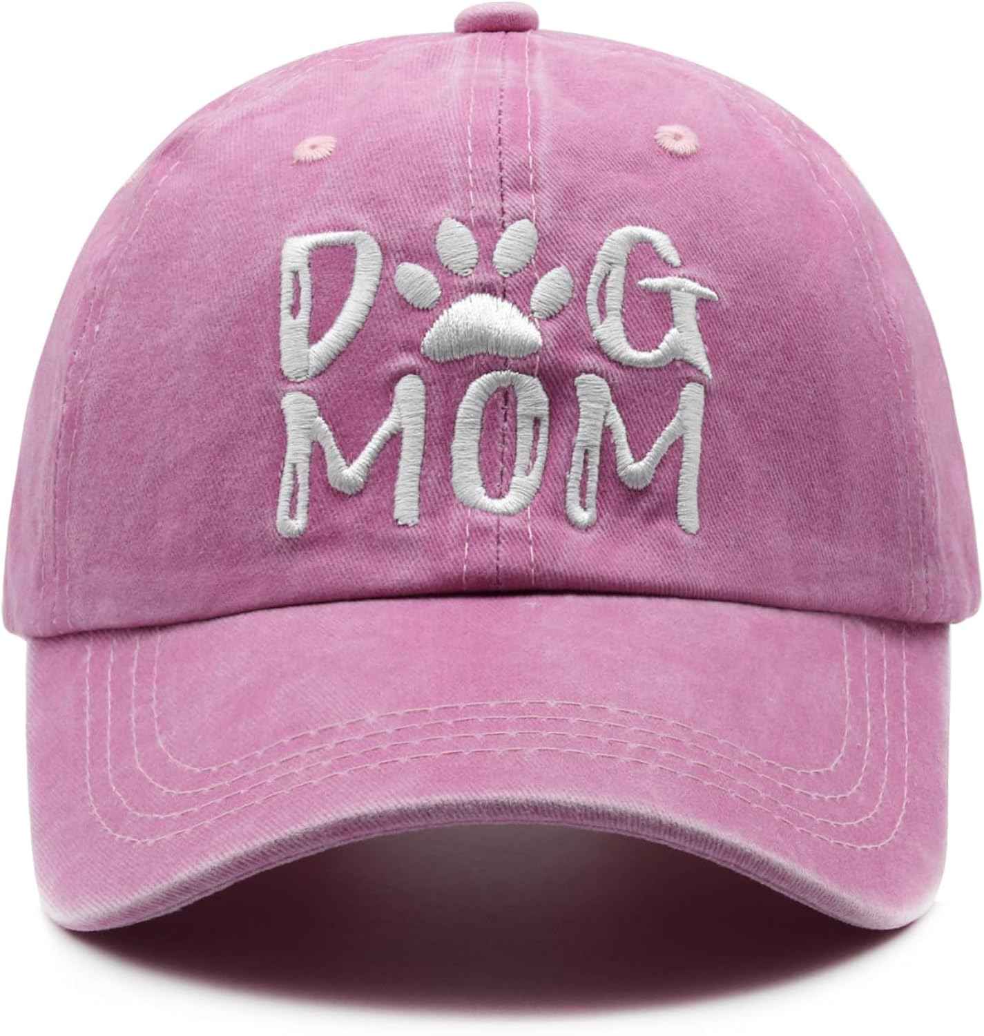 Women's Embroidered Dog Mom Hat Adjustable Denim Baseball Cap