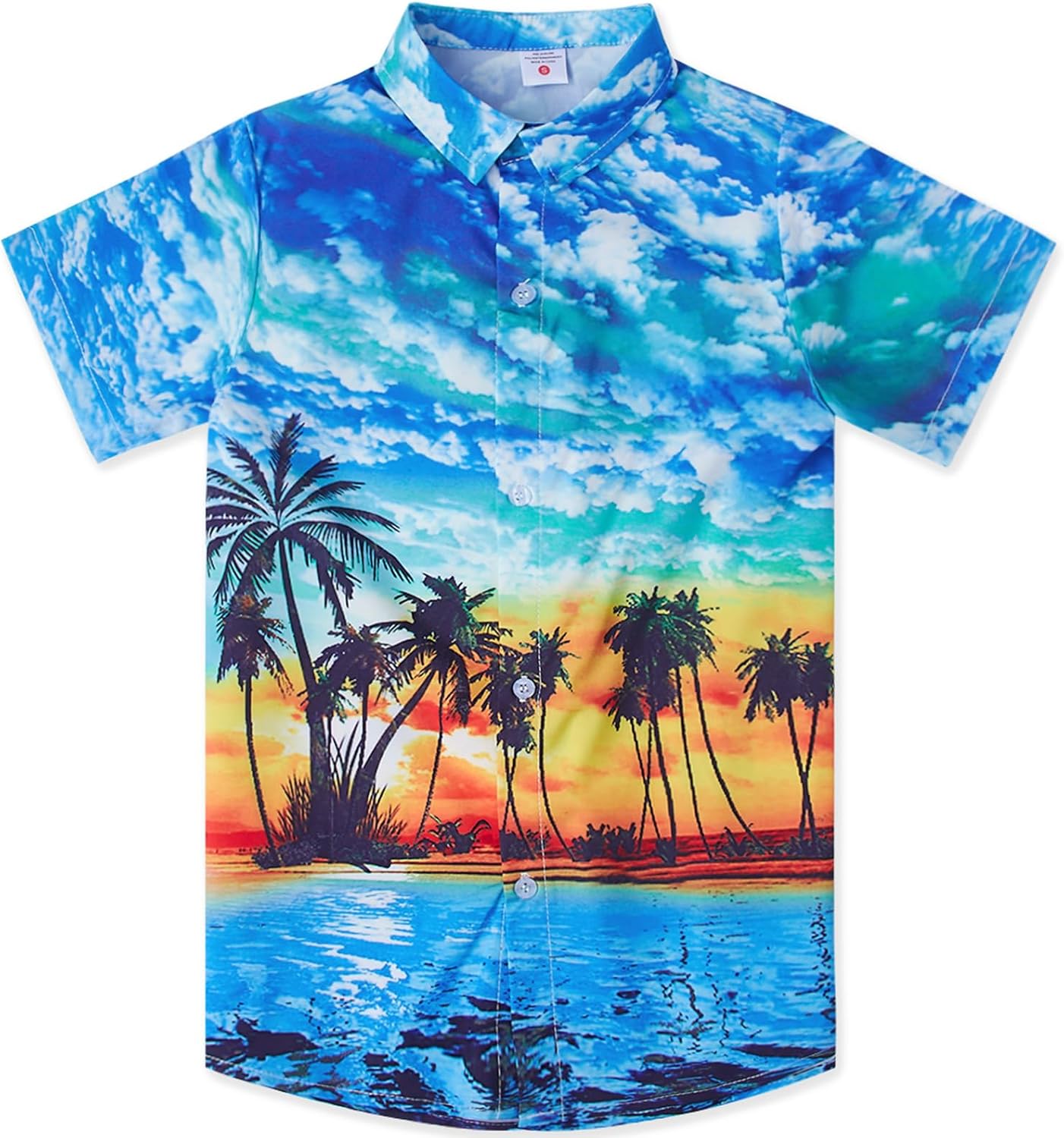 Boys Hawaiian Shirts Novelty Printed Funky Short Sleeve Button Down Shirt Kids Aloha Luau Shirt 7-14T