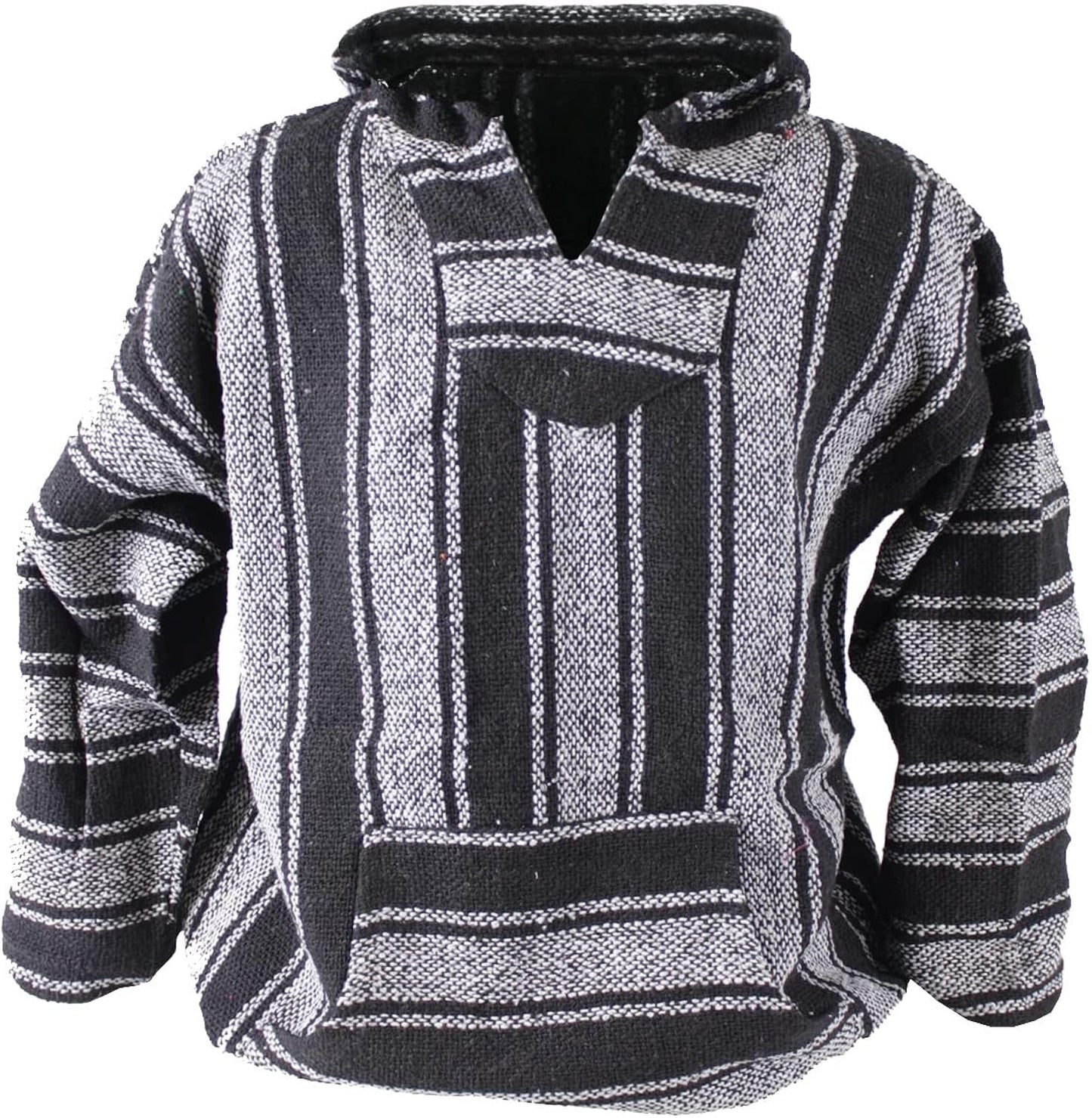 Striped Woven Baja Jacket Coat Hoodie