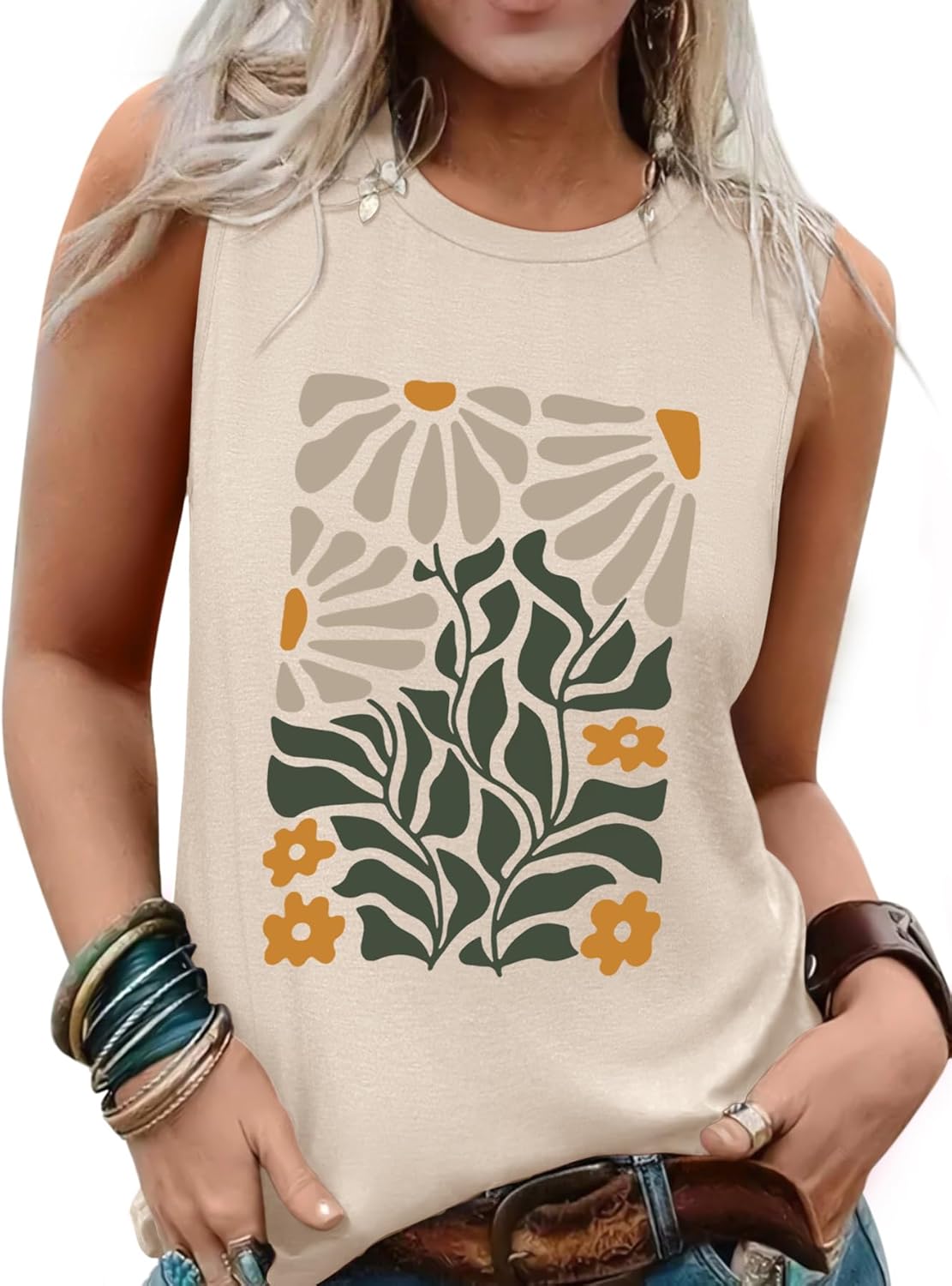 Sleeveless Tank Tops for Women 2026 Summer Casual Blouses Graphic Tees Loose Fit Crewneck Vacation Outfits Shirts