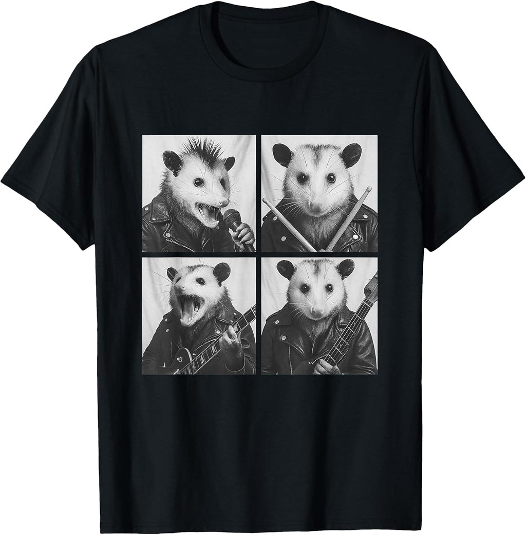 Funny Opossum Musicians Animals Rock Music Emo Punk Band T-Shirt
