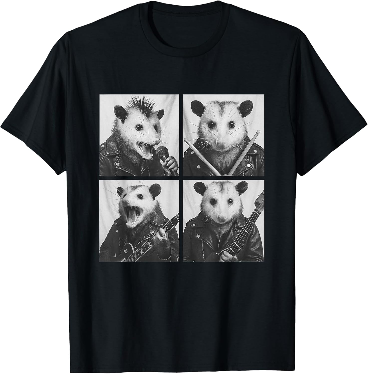 Funny Opossum Musicians Animals Rock Music Emo Punk Band T-Shirt