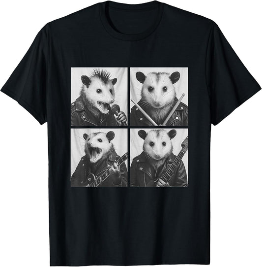 Funny Opossum Musicians Animals Rock Music Emo Punk Band T-Shirt