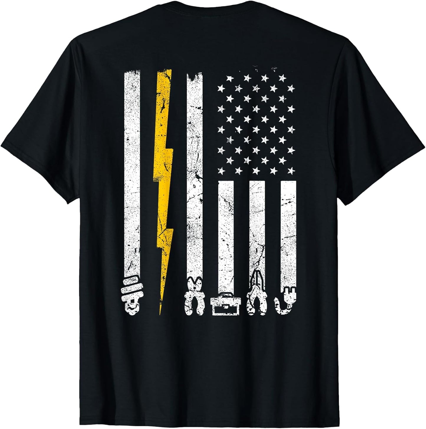 ON BACK PRINT - USA American Flag Electrician