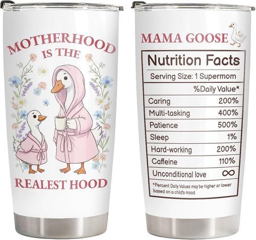 34HD Mama Goose Tumbler 20oz with Lid, Motherhood Insulated Travel Coffee Mug, Funny Supermom Cup for Mothers Day - Birthday Present to Mom from Daughter Son Kids Husband