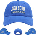 Custom Embroidered & Printed Hats for Men Women - Personalized Baseball Cap with Your Logo/Text, Vintage Dad Hat Style (Blue)
