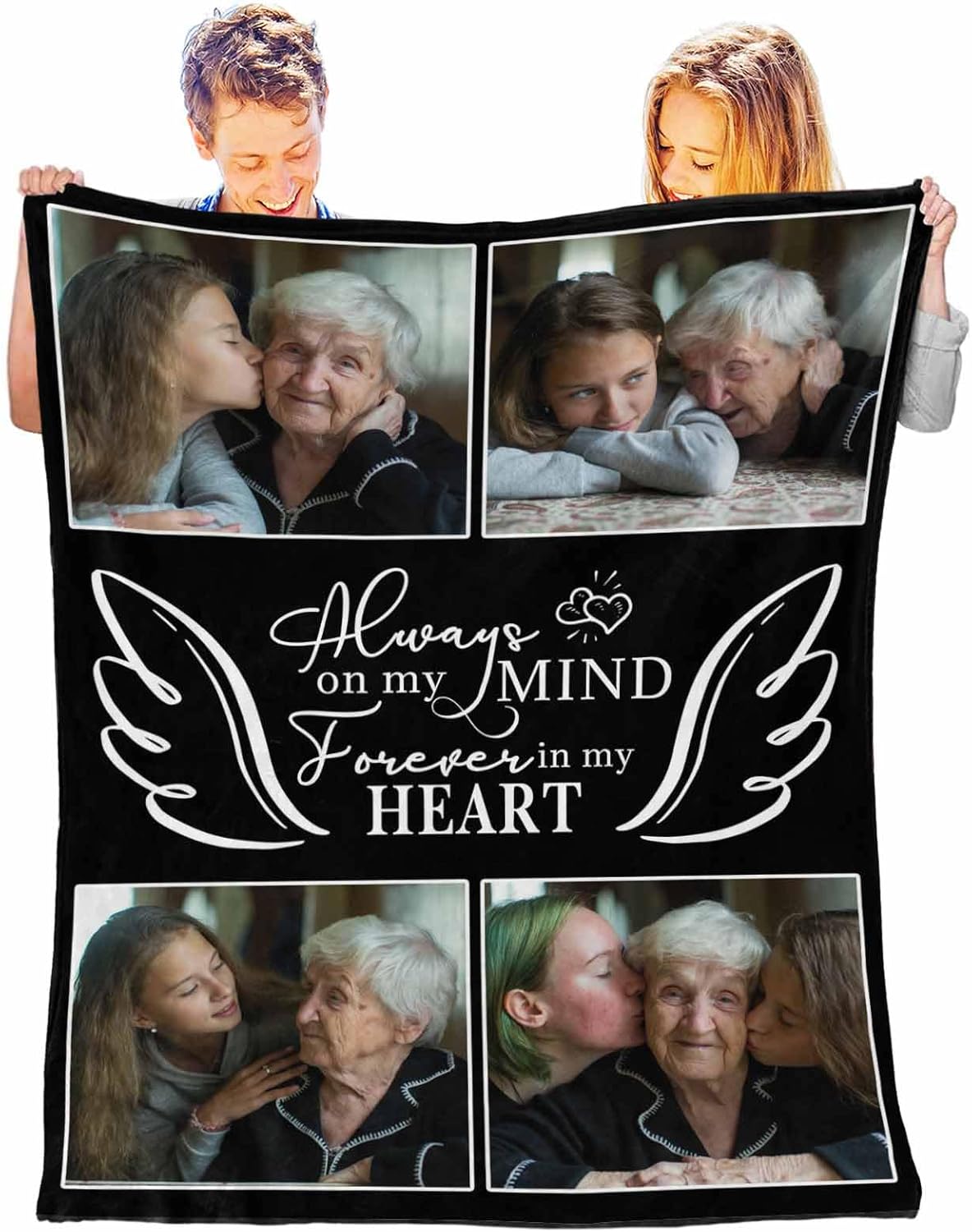 Personalized Memorial Blanket with Pictures in Loving Memory Gifts, Customized Picture Throw Blanket for Adult Kid Birthday Christmas Halloween New Year Mothers Fathers Valentines Day Gift