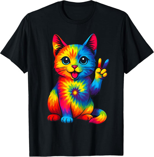 Cat Tie Dye Peace Sign Hippie Funny Cats Lovers