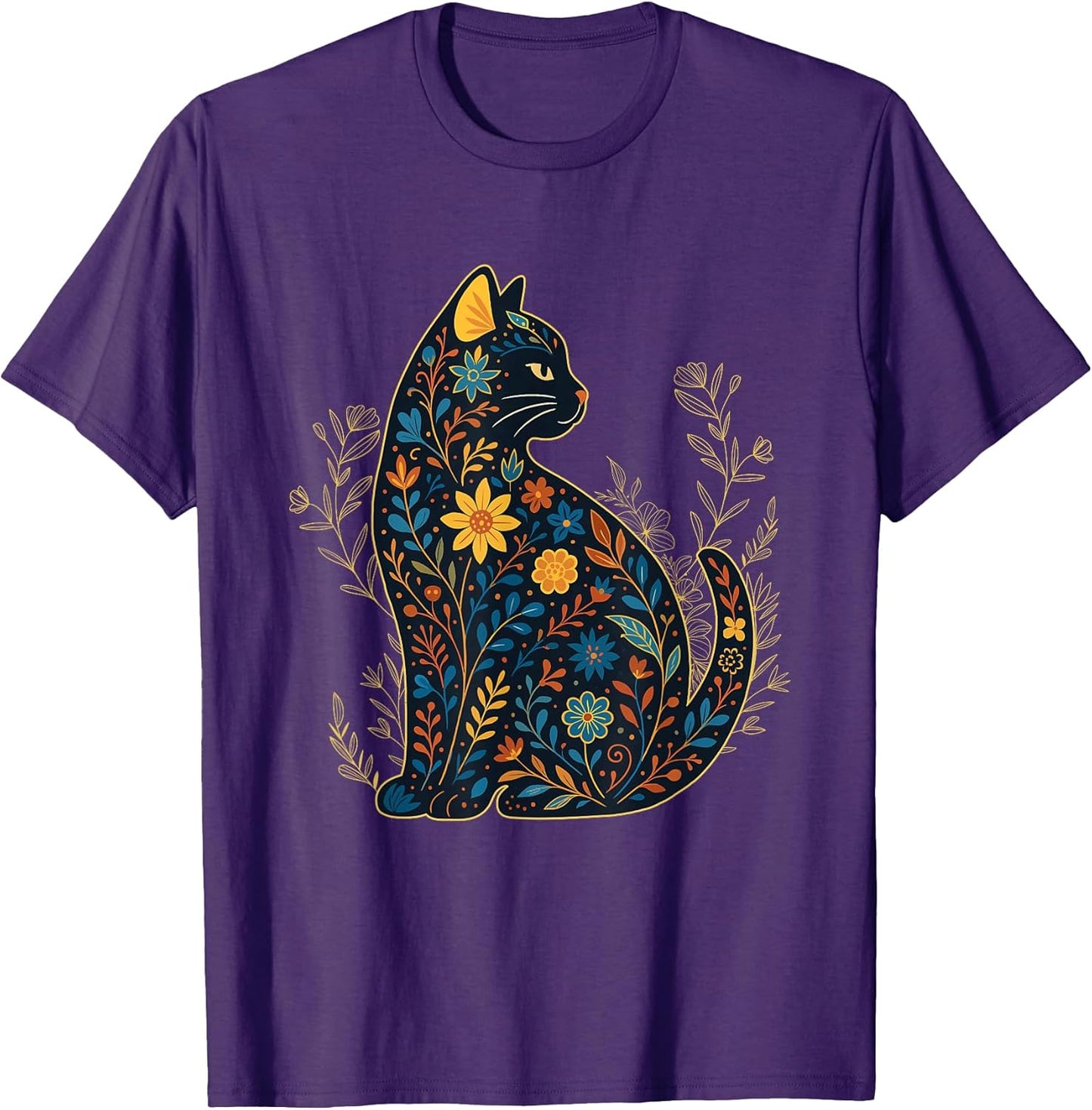 Floral Pattern Cat - Cat Lover Kitten Owner Kitty T-Shirt