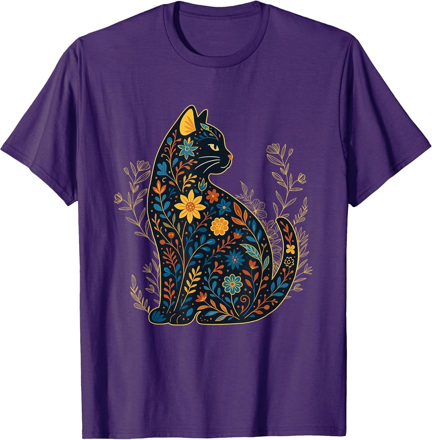 Floral Pattern Cat - Cat Lover Kitten Owner Kitty T-Shirt