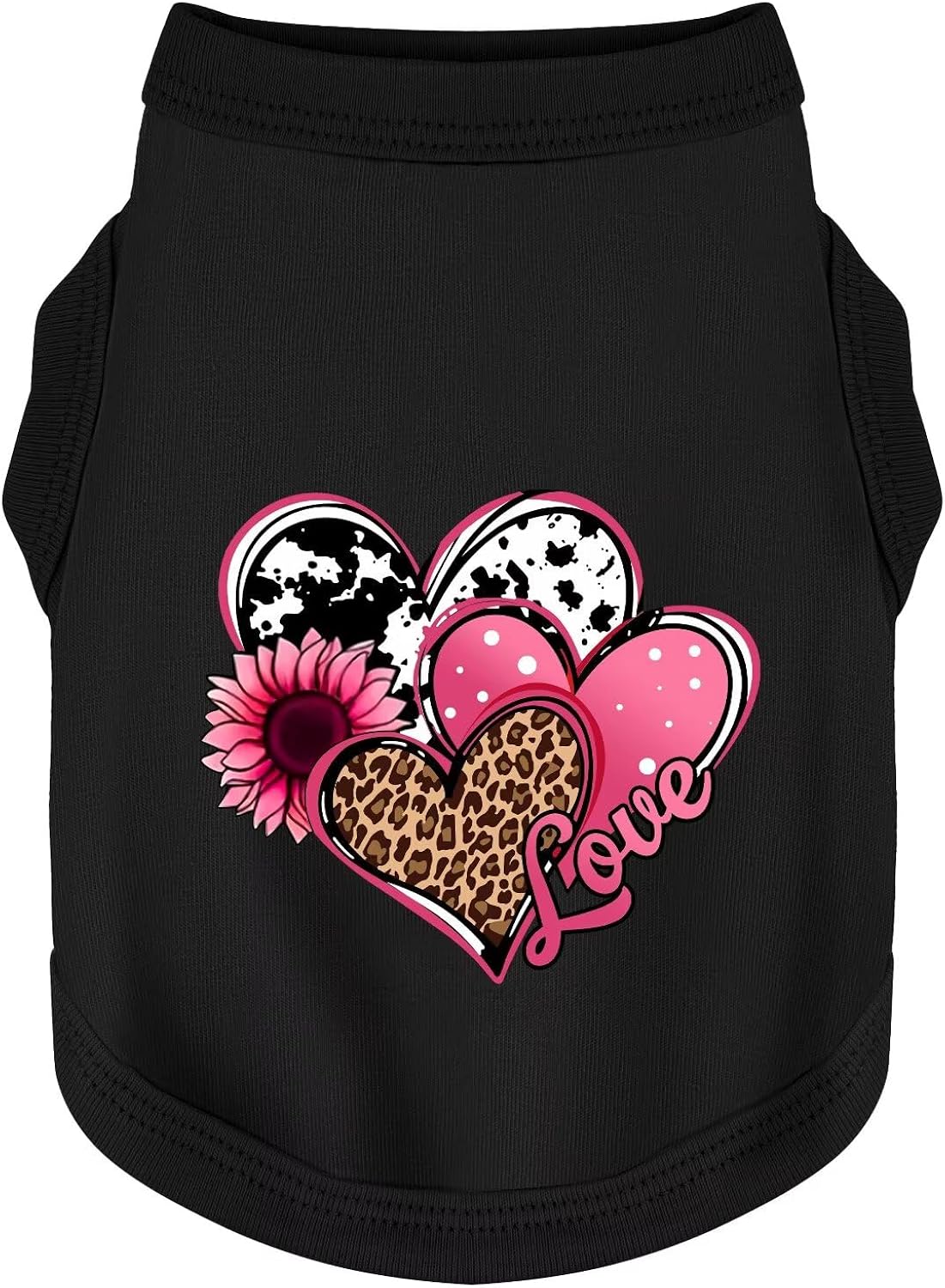 Discover Cozy Cotton Canine Wear: Soft, Lightweight, and Breathable Dog Shirt Vest with Eye-Catching Graphics (Hearts and Love), Keeping Your Furry Friend Comfy! Black M