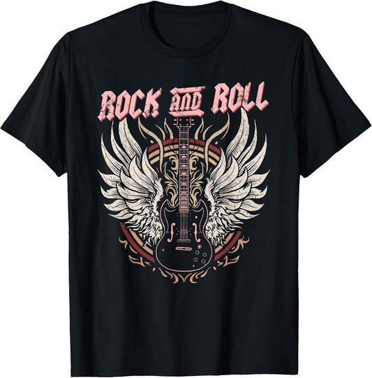 Rock & Roll Guitar Vintage Rock Women Rock Band Music T-Shirt