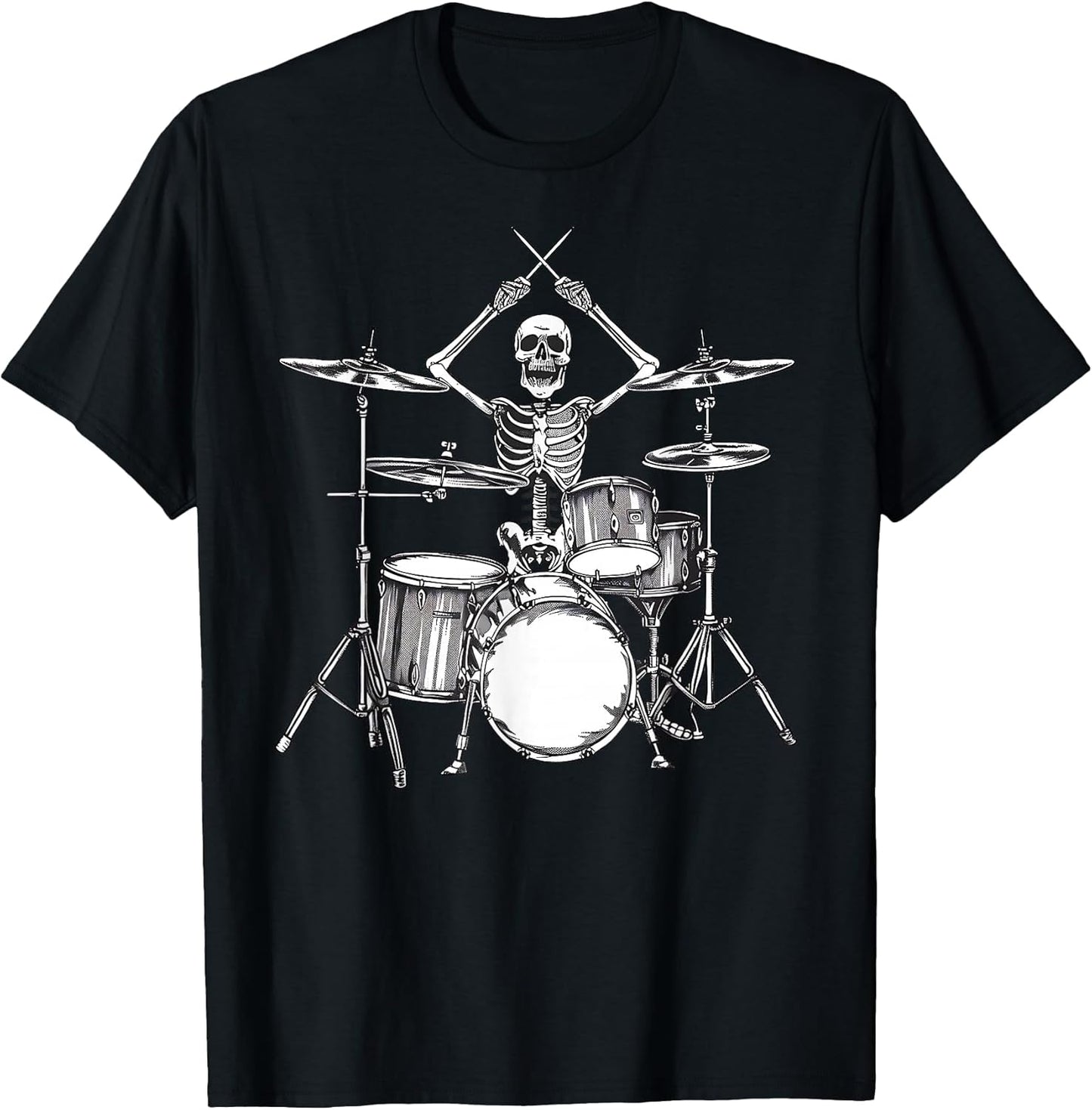 Skeleton Percussionist Drummer Halloween Rock & Roll Music T-Shirt