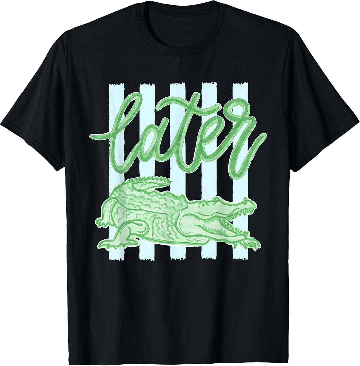 Retro Striped Everyday Later Gator Alligator Summer Coastal T-Shirt