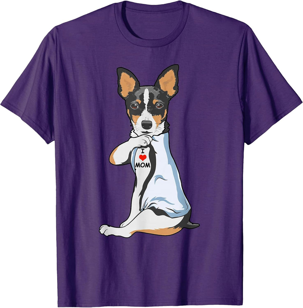 I Love Mom Tattoo Rat Terrier Mom Dog Lover Women T-Shirt