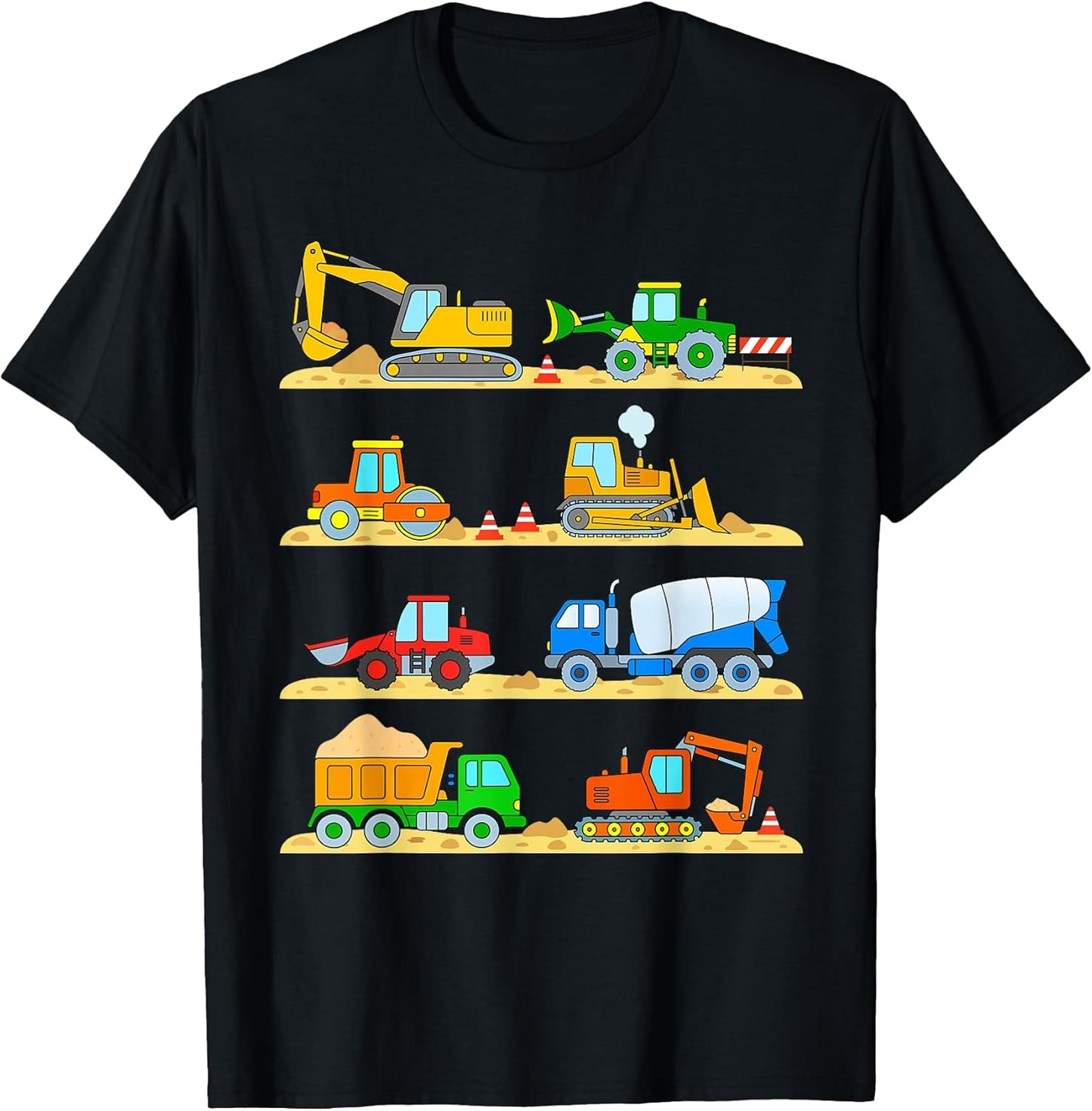 Vehicles, Construction site, Excavator, Truck, Bulldozer, Cement Mixer T-Shirt