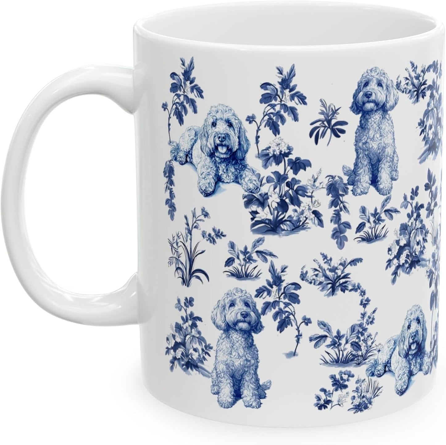 Goldendoodle Dog French Toile De Jouy Coffee Mug - Inspired By Toile De Jouy Coffee Mug - Dog Lover Gifts - Gifts For Women- Pet Lovers On Mothers Day- Birthday- Holiday 11oz