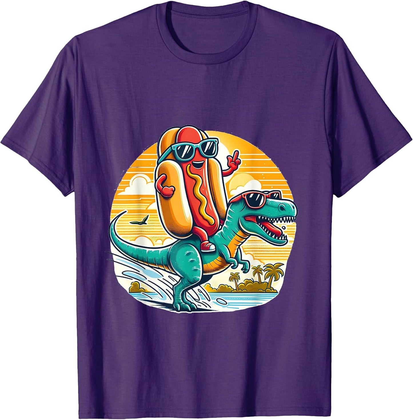 Funny T-Rex and Hot Dog - Summer