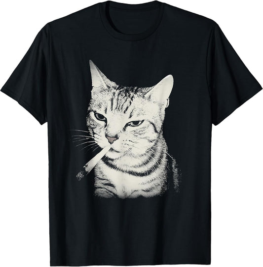 Smoking Cat Y2k Vintage Cat Gen Z Joke Tee