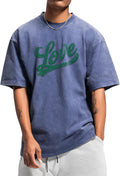 Mens Graphic T-Shirts Solid 100% Cotton Washed Short Sleeve Crewneck Gym Workout Breathable Quick Dry Undershirts