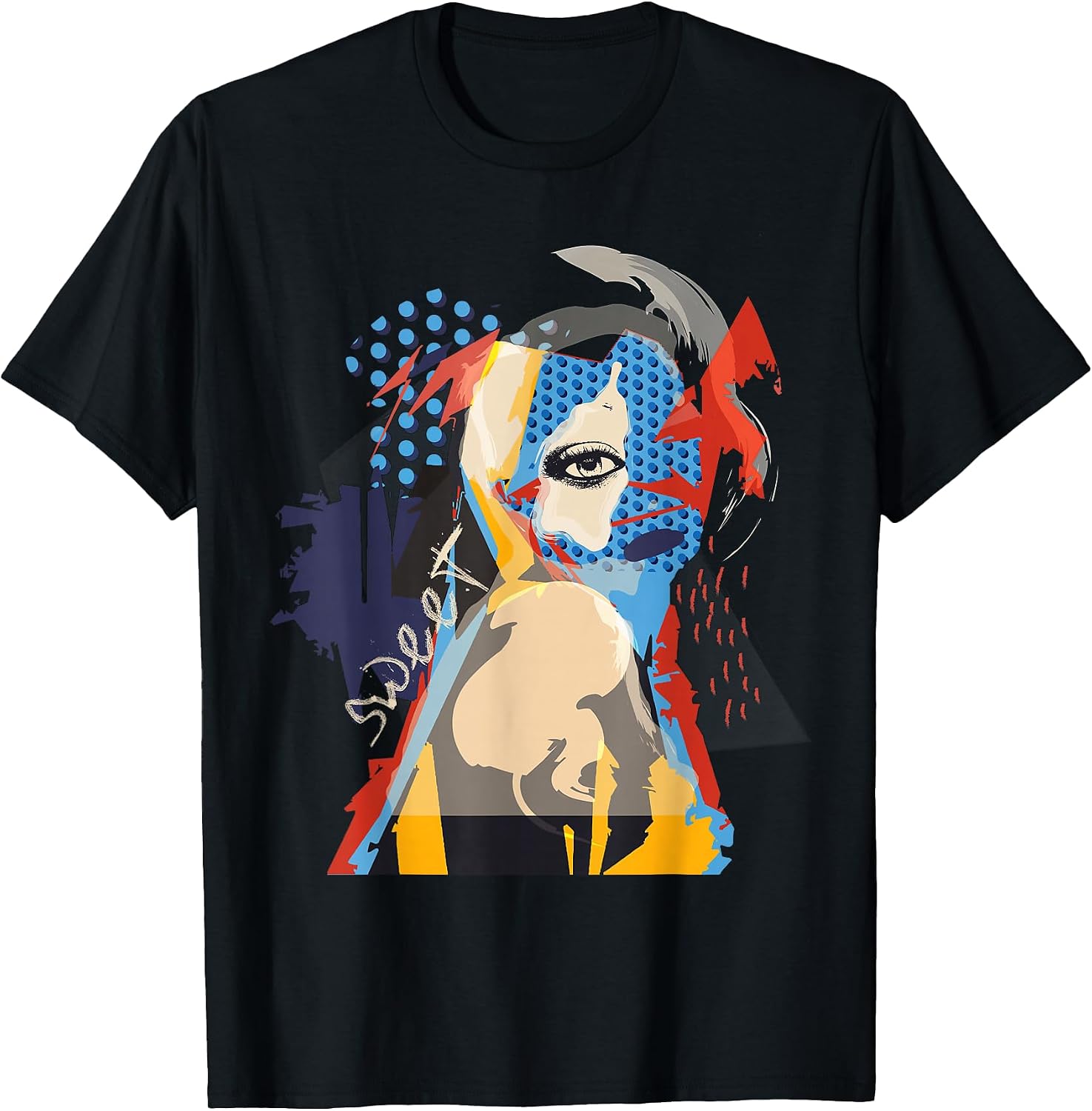 Pop-Art Clothes Funny Collage Face Women Julib Tee